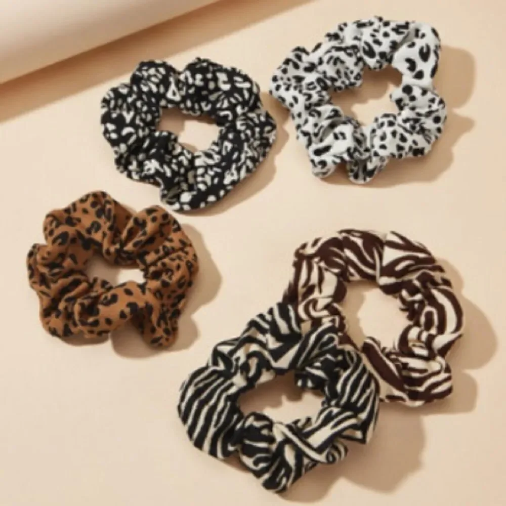 French Retro Animal Print Hair Scrunchies